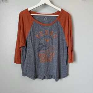 Texas Longhorns Womens Large Scoop Neck 3/4 Sleeve‎ T-Shirt Top Casual